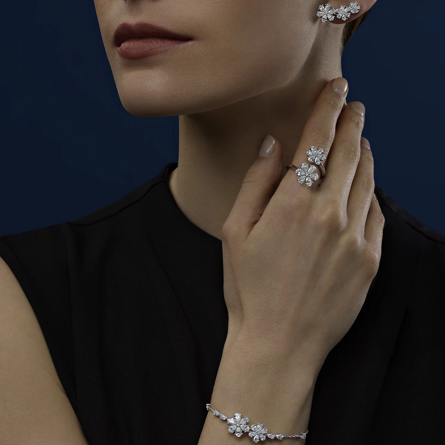 Restivo Diamonds high jewellery worn in a refined editorial portrait